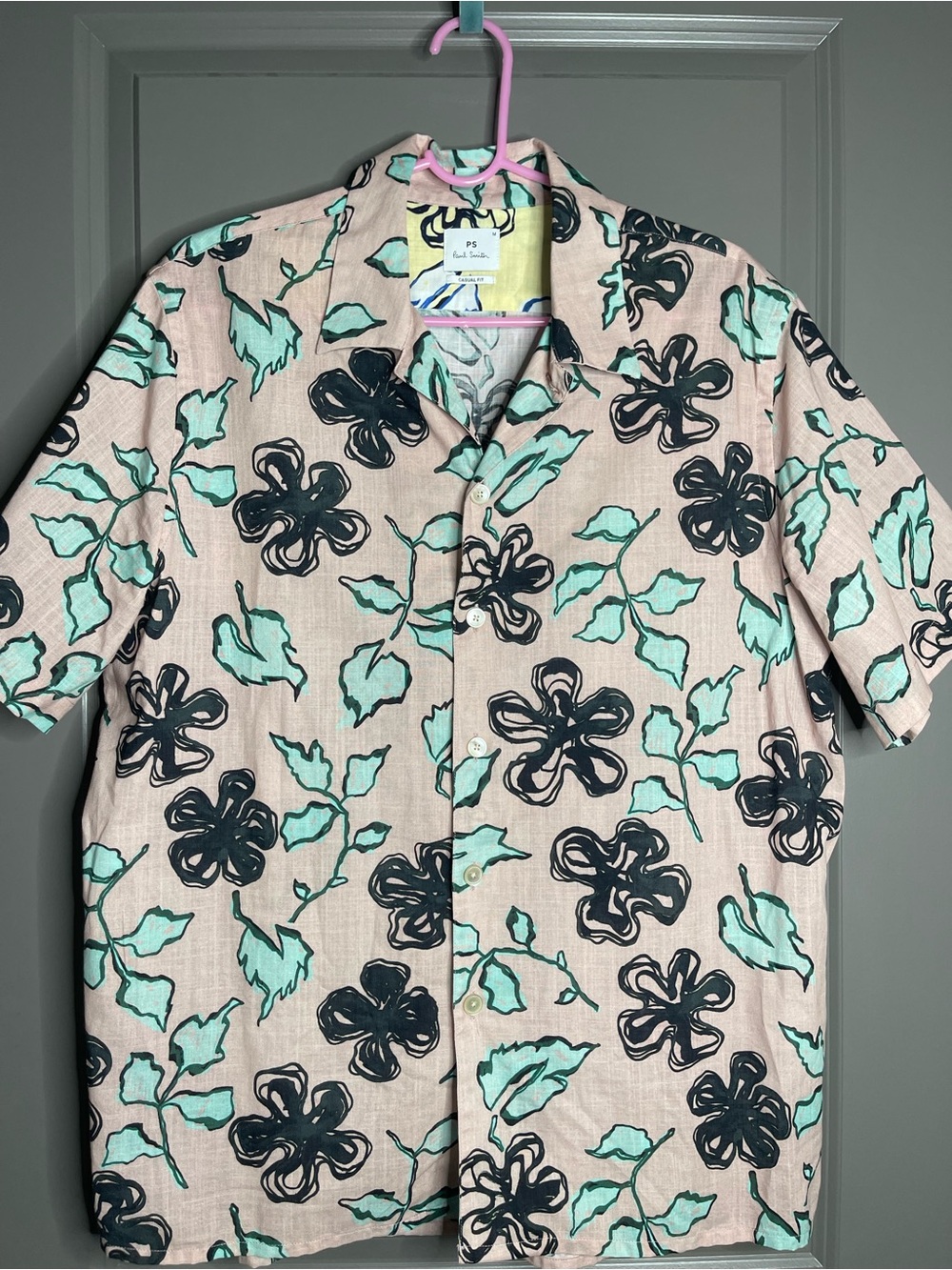Paul Smith Pink Floral Short-Sleeve Button-Down Shirt